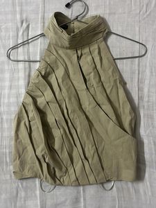 Zara Khaki Pleated Halter Neck Top
