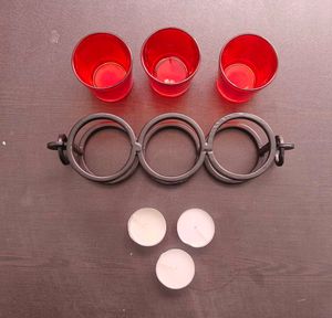 Red Glass Tealight Holder Set