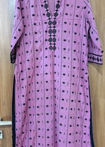 Pink Kurta with Black Embroidery