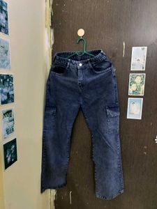 Trendy Blue Wash Cargo Jeans