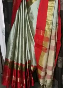 New ElegantCottonSilk BeizeWithMaroonBorder Saree