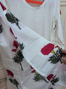 White Floral Kurta Set with Palazzo