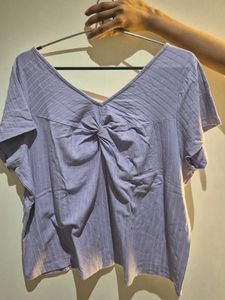 Purple Twisted V-Neck Top