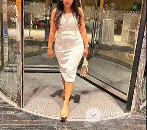 Elegant White Textured Midi Dress