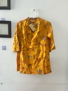 Vibrant Yellow Floral Print Kurta