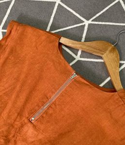 Rusty Orange Sleeveless Linen Top