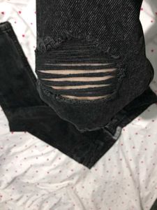Black knee cut Denim Jeans