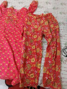 Vibrant Red Floral Kurta Set