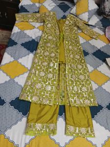 Elegant Olive Green Kurta Set with Jacket
