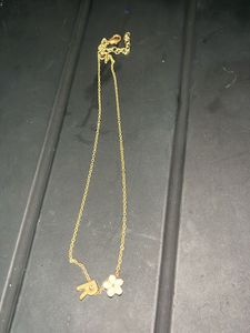 Delicate "R" &amp; Flower Pendant Necklace
