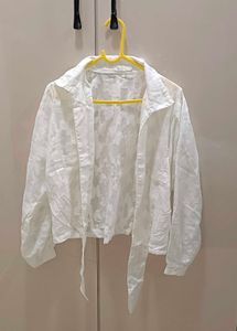 White Sheer Tie-Front Shirt