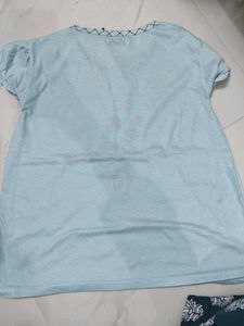 2 Graphic Tees: Blue Floral &amp; Pink Butterfly