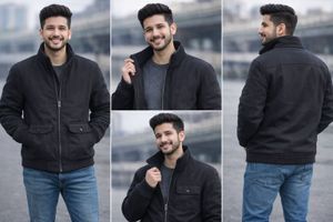 Men's Old Navy Black Bomber Jacket Fully Warm