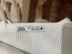 ZARA Ribbed White Crop Top