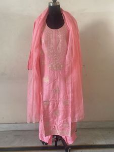Pink Embroidered Kurta Set with Dupatta