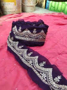 Embroidered Purple Fabric Scarf
