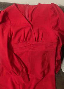 Chic Red Mini Dress With A Slit