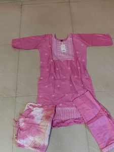 Pink Embroidered Kurta Set with Dupatta