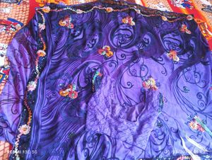 Purple Embroidered Saree with Blouse