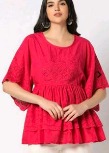 New Fusion Pink Embroidered Top