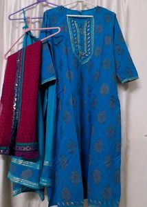 Blue Ethnic Kurta Set with Dupatta