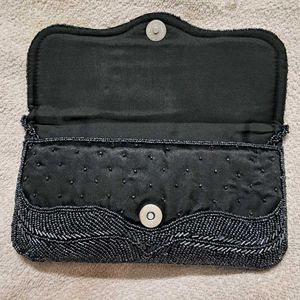 Dark Grey Beaded Evening Clutch / Purse