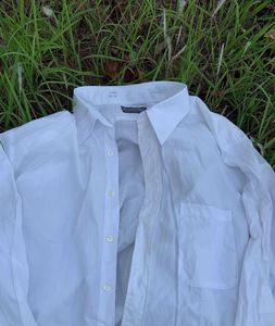 Classic White Men's Button-Up Shirt