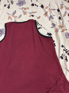 Maroon Tank Top with Floral Graphic