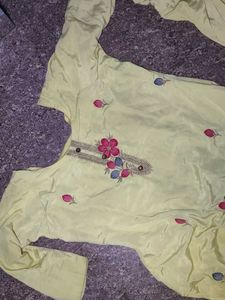 Light Yellow Embroidered Kurta