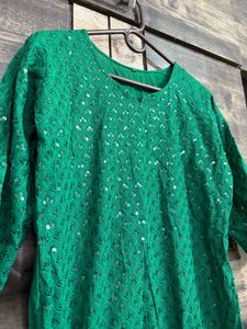 Green Embellished Kurta