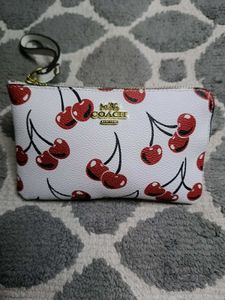 Coach Cherry Print Wristlet Pouch