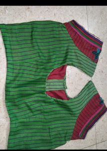 Vibrant Striped Crop Blouse with margin