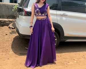 Stunning Purple Embroidered Lehenga Choli Set