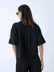 Westside Lov Size S:Black Linen Button-Up Shirt