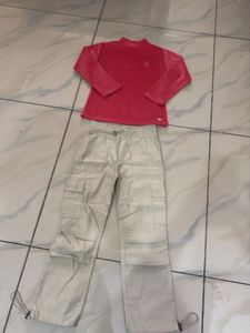 Pink Velvet Top &amp; Cargo Pants Set