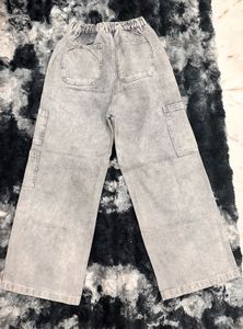 Washed Grey Cargo Jeans
