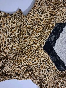 Leopard Print Lace Trim Top