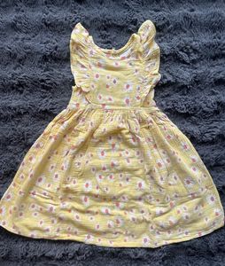 Cute Yellow Daisy Print Dress