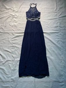 Elegant Navy Blue Embellished Gown
