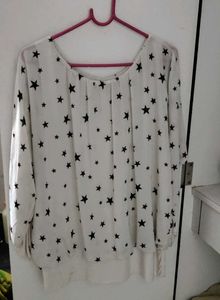Chic White Star Print Blouse