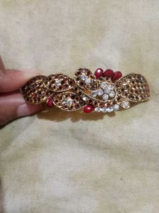 Traditional Antique Hair Barrette with Red Gem
