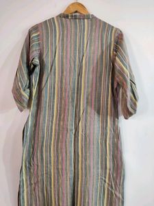 Women Grey Stripes Kurti