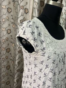White Printed Puff Sleeve Top