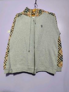Burberry Grey Zip-Up Hoodie