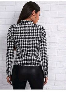 Houndstooth Turtleneck Top