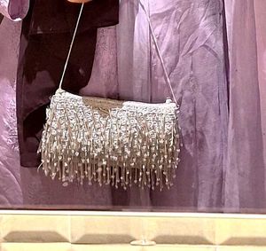 Stunning Beaded Silver Bag partywear