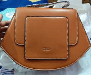 Iykyk Tan Solid Structured Multi Handle Sling Bag