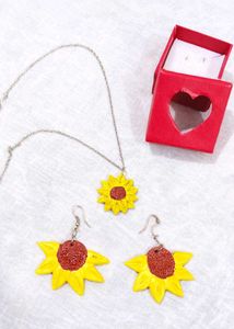 Sunflower Necklace and Earring Set