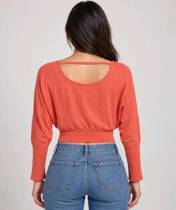 Orange Dolman Sleeve Cropped Top