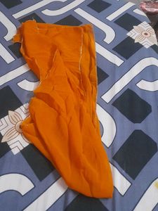 Orange Anarkali Kurta with Dupatta